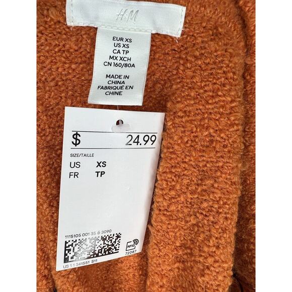 H&M Womens Orange off the shoulder midi dress sz XS - Picture 3 of 4